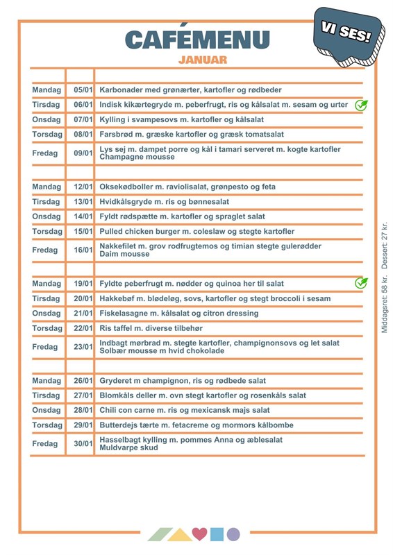 Årstidens Spisehus: Menu – januar