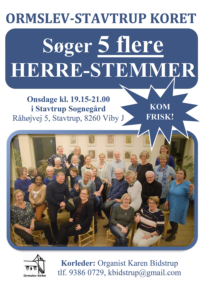 Ormslev-Stavtrup koret: 5 herrestemmer søges