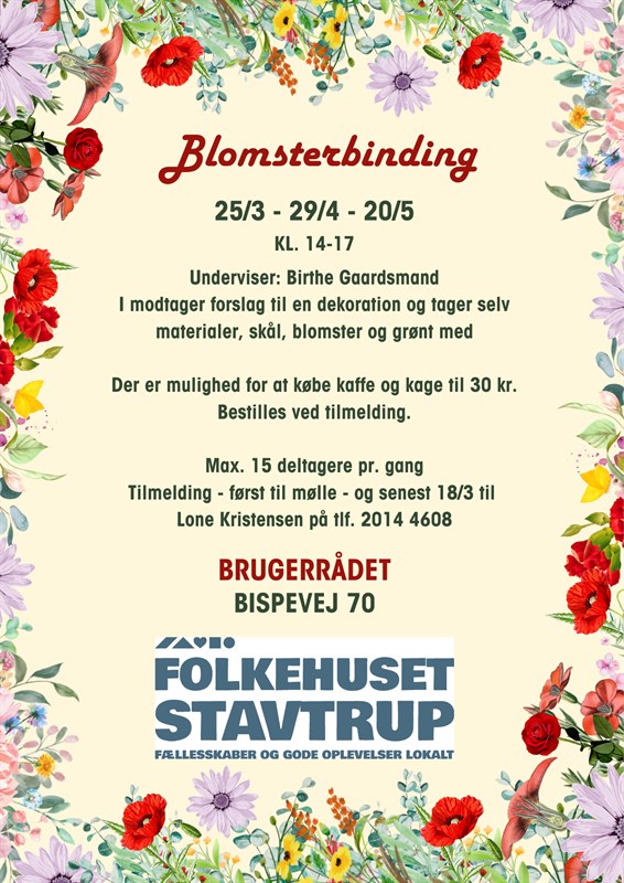 Blomsterbinding 25. marts – 29. april kl. 14-17