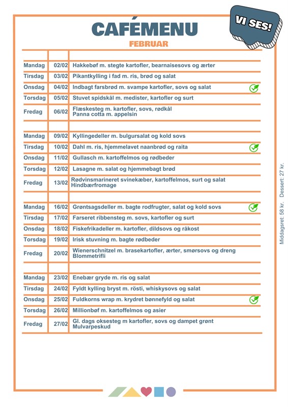 Årstidens Spisehus: Menu – februar