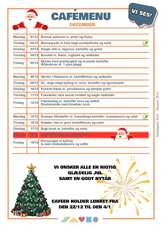 Årstidens Spisehus: Menu – december