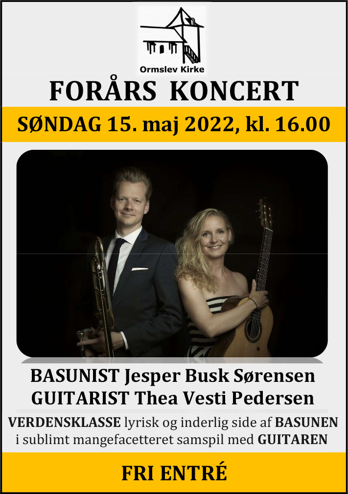 Ormslev Kirke: Forårskoncert søndag 15. maj kl. 16.00