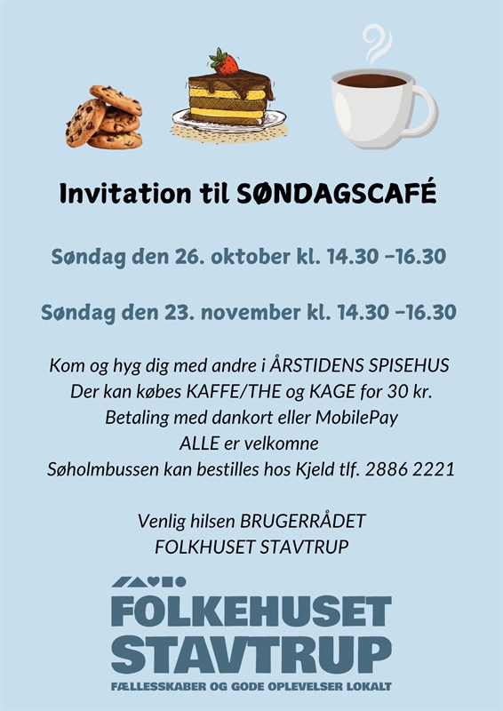 Søndagscafé: 26. oktober og 23. november