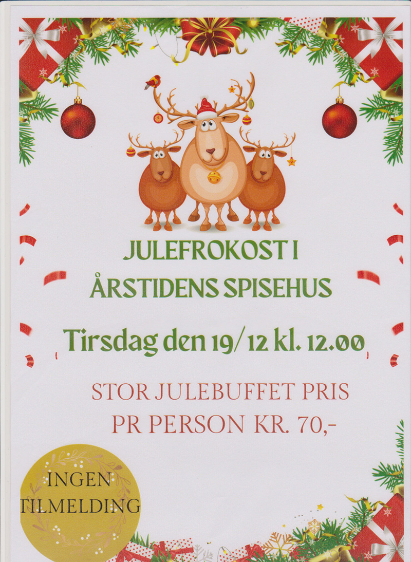 Julefrokost tirsdag 19. december
