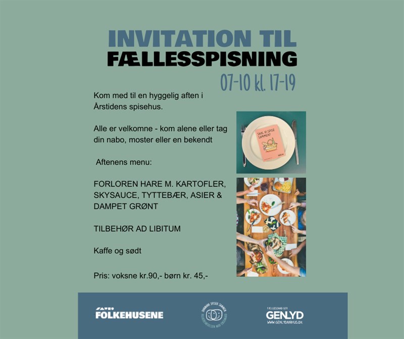 Årstidens Spisehus: Fællesspisning 7. oktober